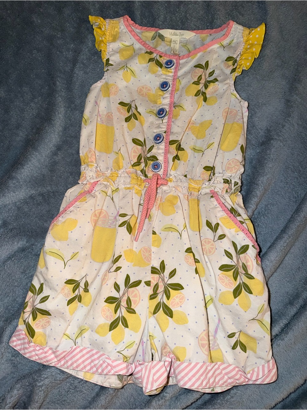 Girls' Lemon Print Romper - Yellow